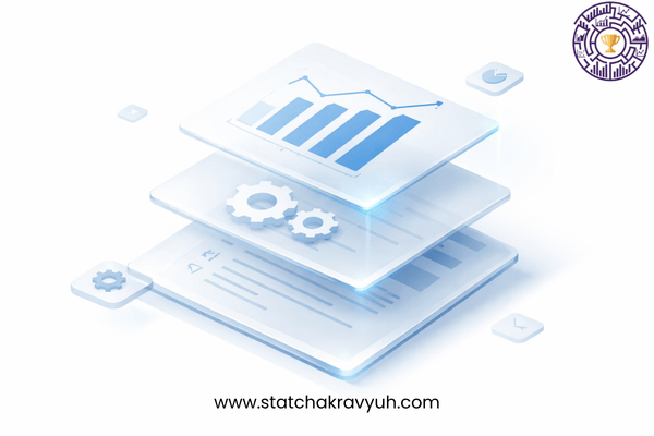 An abstract layered diagram representing the software ecosystem including system software, utility programs, and application software for UPSC ISS exam study.