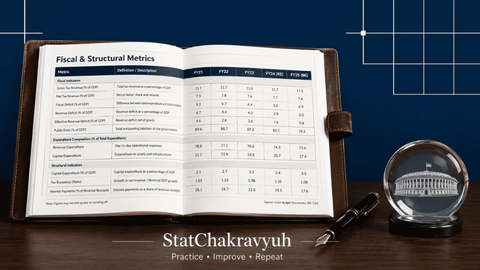 Comprehensive dashboard on the Indian Economy for ISS Exam 2026 mapping fiscal deficits, Free Trade Agreements, and the Four Labour Codes for UPSC revision.