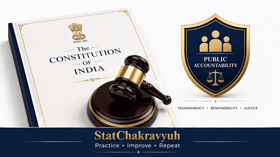 A legal graphic illustrating the 130th Constitutional Amendment Bill targeting ministerial removal and accountability for UPSC ISS Polity preparation.