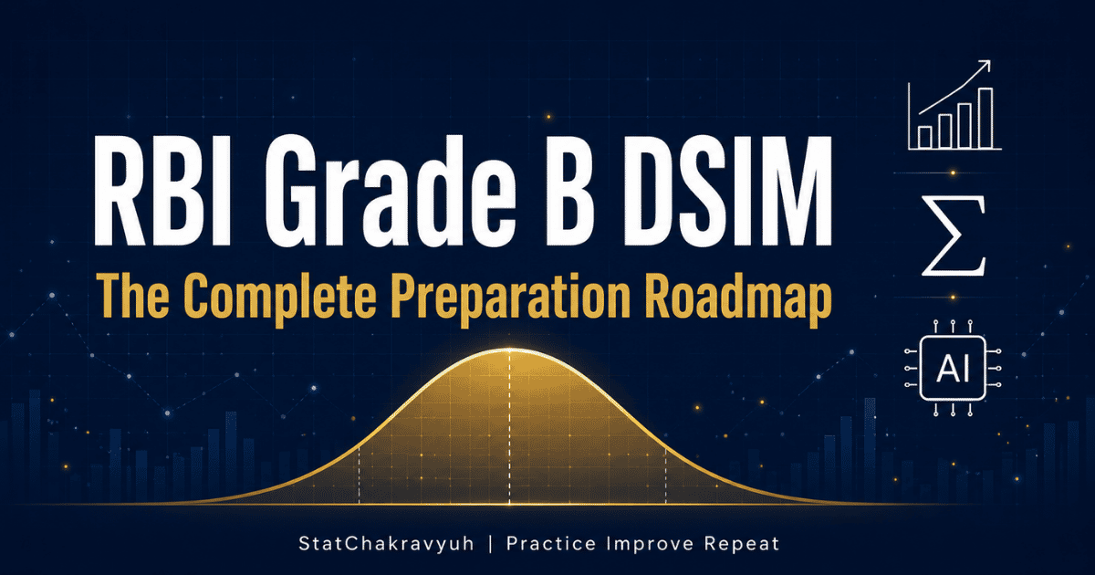 RBI DSIM preparation roadmap banner by StatChakravyuh with a golden bell curve on a navy data background