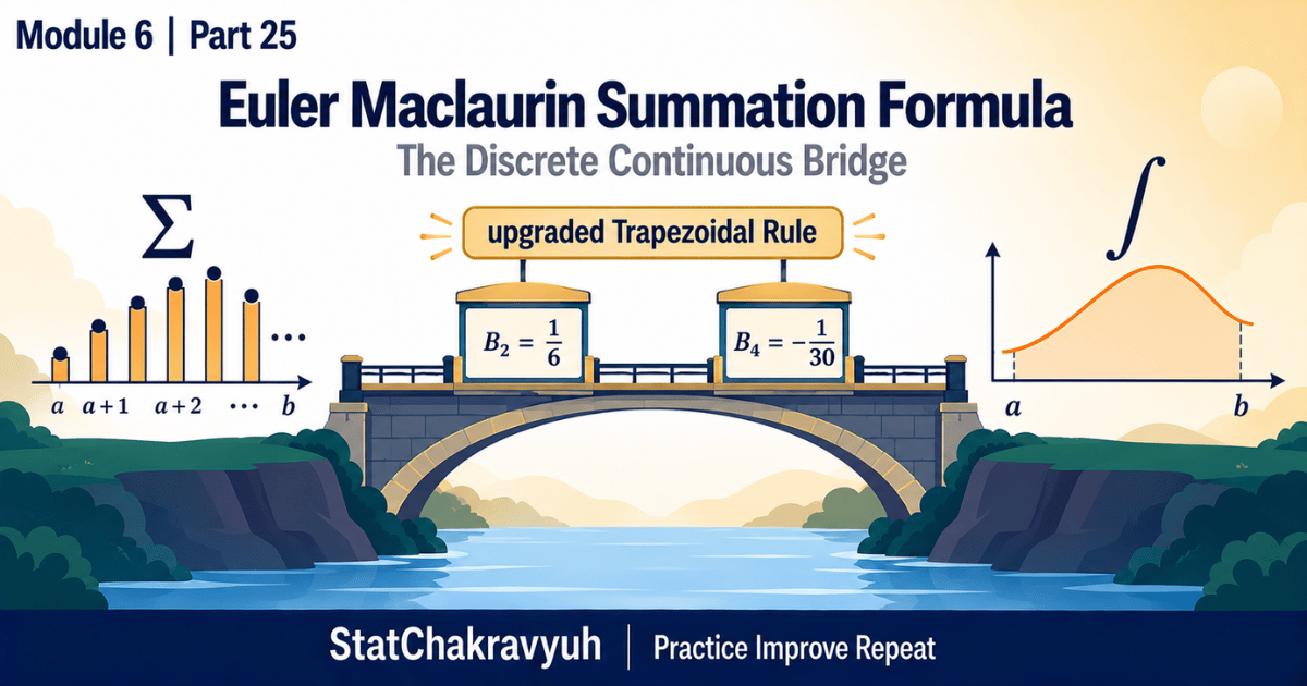 Euler Maclaurin summation formula bridging discrete sums and continuous integrals with Bernoulli numbers for UPSC ISS Part 25